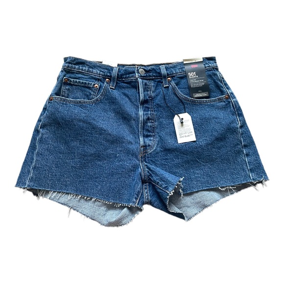 NWT Levi's 501 Original High Rise Women's Shorts Salsa Halfway Medium Wash 31 - Picture 2 of 9